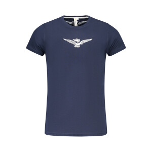 ACCADEMIA MILITARE ανδρικό μπλε t-shirt με κοντά μανίκια και print λογότυπο