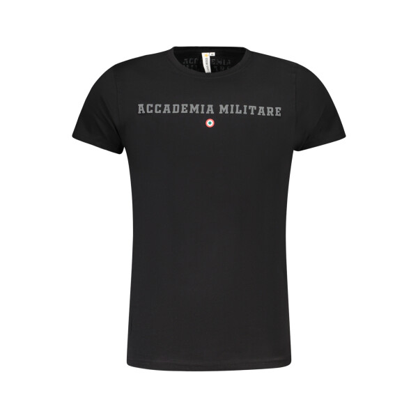 ACCADEMIA MILITARE Ανδρικό Μαύρο T-shirt με κοντά μανίκια και print λογότυπο