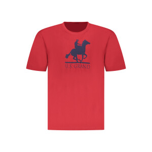 U.S. GRAND ανδρικό κόκκινο t-shirt με στρογγυλή λαιμόκοψη και print λογότυπο