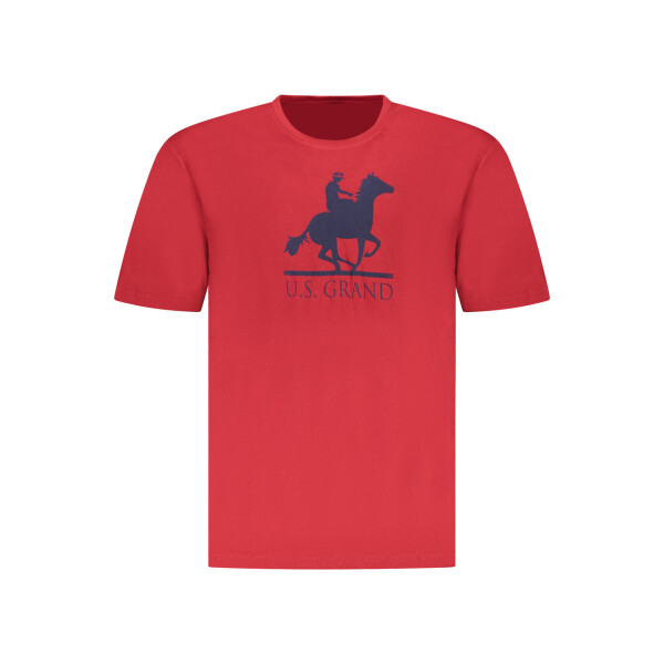U.S. GRAND ανδρικό κόκκινο t-shirt με στρογγυλή λαιμόκοψη και print λογότυπο