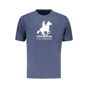 U.S. GRAND ανδρικό t-shirt σε μπλε χρώμα με στρογγυλή λαιμόκοψη και print λογότυπο