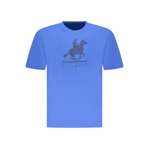 U.S. GRAND ανδρικό t-shirt σε μπλε χρώμα με στρογγυλή λαιμόκοψη και print λογότυπο