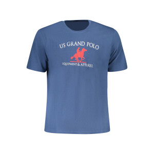 U.S. GRAND Ανδρικό Μπλε T-shirt με στρογγυλή λαιμόκοψη και print λογότυπο
