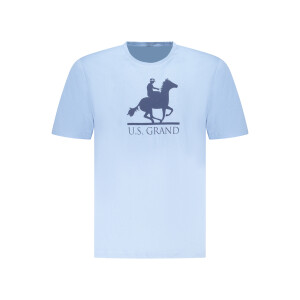 U.S. GRAND ανδρικό T-shirt σε μπλε χρώμα με στρογγυλή λαιμόκοψη και print λογότυπο