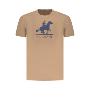 U.S. GRAND Ανδρικό Καφέ T-shirt με στρογγυλή λαιμόκοψη και print λογότυπο