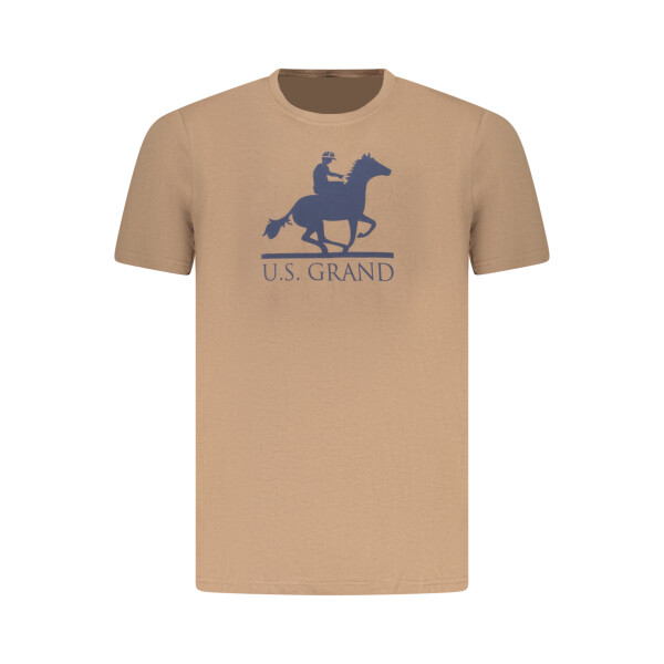 U.S. GRAND Ανδρικό Καφέ T-shirt με στρογγυλή λαιμόκοψη και print λογότυπο