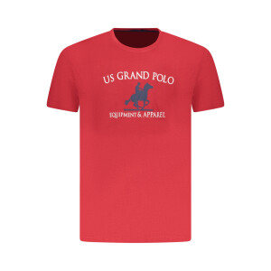 U.S. GRAND Ανδρικό Κόκκινο T-Shirt με στρογγυλή λαιμόκοψη και print λογότυπο