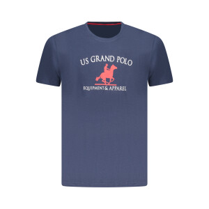 U.S. GRAND ανδρικό μπλε t-shirt με στρογγυλή λαιμόκοψη και print λογότυπο