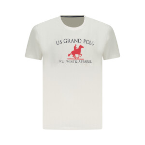 U.S. GRAND Ανδρικό Λευκό T-shirt με στρογγυλή λαιμόκοψη και print λογότυπο