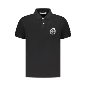 Trussardi ανδρική polo μπλούζα σε μαύρο χρώμα με κοντά μανίκια και λογότυπο