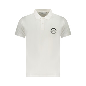 Trussardi ανδρική λευκή polo μπλούζα με κοντά μανίκια και λογότυπο
