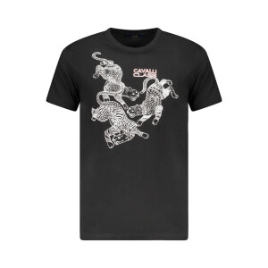 Cavalli Class ανδρικό t-shirt σε μαύρο χρώμα με κοντά μανίκια και λογότυπο