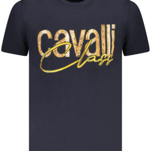 CAVALLI CLASS Ανδρικό Μπλε T-shirt με print λογότυπο