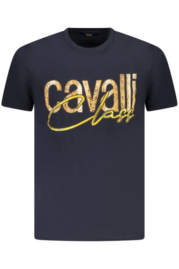 CAVALLI CLASS Ανδρικό Μπλε T-shirt με print λογότυπο
