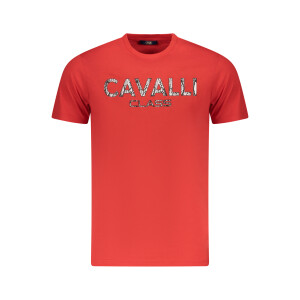 CAVALLI CLASS Ανδρικό Κόκκινο T-Shirt με κοντά μανίκια και λογότυπο