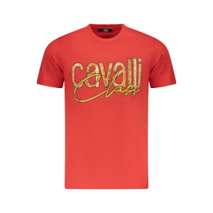 Cavalli Class Ανδρικό Κόκκινο T-Shirt με κοντά μανίκια και λογότυπο