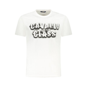 CAVALLI CLASS Ανδρικό Λευκό T-Shirt με κοντά μανίκια και λογότυπο