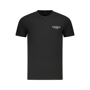 CAVALLI CLASS Ανδρικό Μαύρο T-Shirt με κοντά μανίκια και λογότυπο
