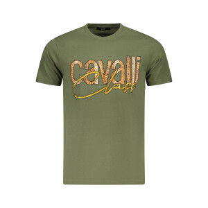 CAVALLI CLASS Ανδρικό Πράσινο T-shirt με κοντά μανίκια και λογότυπο