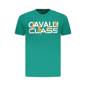 CAVALLI CLASS Ανδρικό Πράσινο T-Shirt με στρογγυλή λαιμόκοψη και print λογότυπο