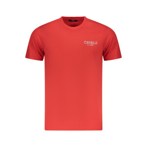 CAVALLI CLASS Ανδρικό Κόκκινο T-shirt με κοντά μανίκια και λογότυπο