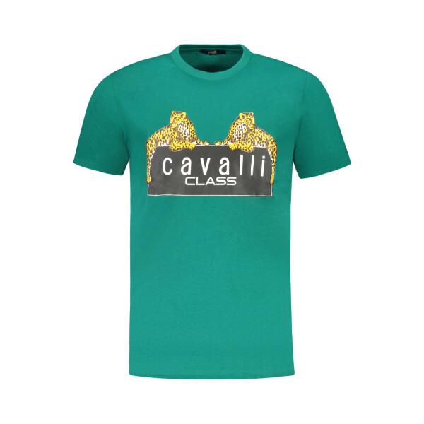 Cavalli Class ανδρικό πράσινο t-shirt με στρογγυλή λαιμόκοψη και λογότυπο