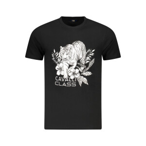 Cavalli Class Ανδρικό Μαύρο T-Shirt με κοντά μανίκια και λογότυπο