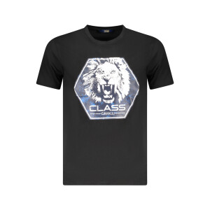 CAVALLI CLASS Ανδρικό Μαύρο T-shirt με print λογότυπο