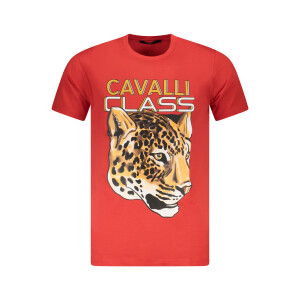 CAVALLI CLASS ανδρικό t-shirt σε κόκκινο χρώμα με στρογγυλή λαιμόκοψη και λογότυπο