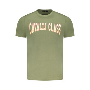 Cavalli Class ανδρικό πράσινο t-shirt με στρογγυλή λαιμόκοψη και print λογότυπο