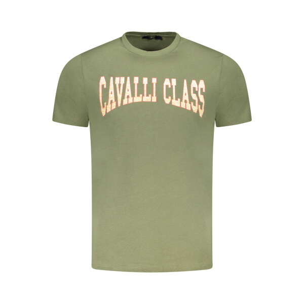 Cavalli Class ανδρικό πράσινο t-shirt με στρογγυλή λαιμόκοψη και print λογότυπο