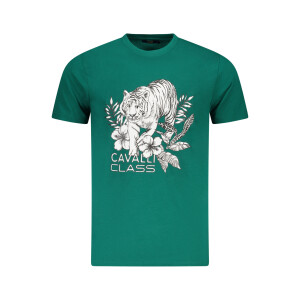 CAVALLI CLASS Ανδρικό Πράσινο T-shirt με κοντά μανίκια και λογότυπο