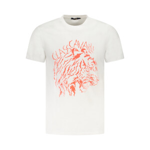 CAVALLI CLASS Ανδρικό Λευκό T-Shirt με print λογότυπο