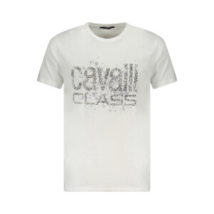 CAVALLI CLASS Ανδρικό Λευκό T-Shirt με κοντά μανίκια και λογότυπο