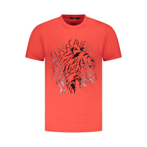 CAVALLI CLASS Ανδρικό Κόκκινο T-Shirt με στρογγυλή λαιμόκοψη και λογότυπο