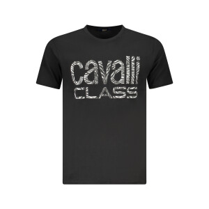 CAVALLI CLASS Ανδρικό Μαύρο T-shirt με κοντά μανίκια και λογότυπο