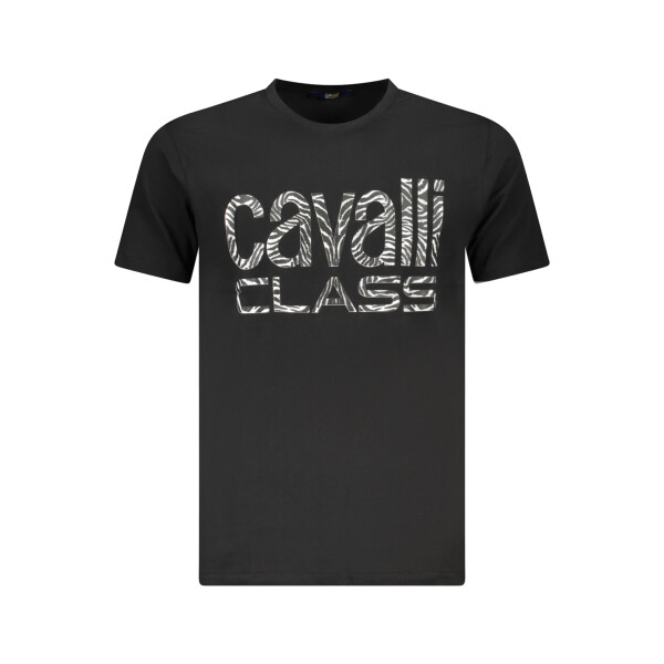 CAVALLI CLASS Ανδρικό Μαύρο T-shirt με κοντά μανίκια και λογότυπο