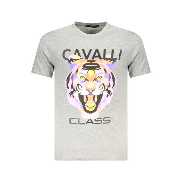 CAVALLI CLASS Ανδρικό Γκρι T-shirt με κοντά μανίκια και λογότυπο