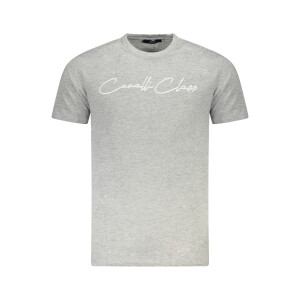 CAVALLI CLASS Ανδρικό Γκρι T-shirt με κοντά μανίκια και λογότυπο