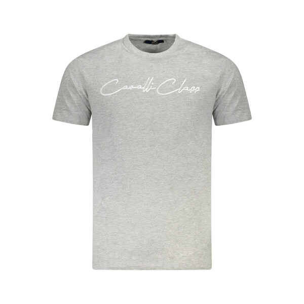 CAVALLI CLASS Ανδρικό Γκρι T-shirt με κοντά μανίκια και λογότυπο