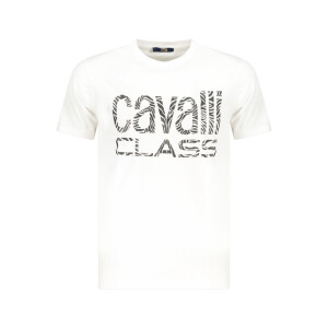 CAVALLI CLASS Ανδρικό Λευκό T-shirt με print λογότυπο