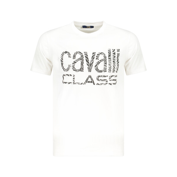 CAVALLI CLASS Ανδρικό Λευκό T-shirt με print λογότυπο