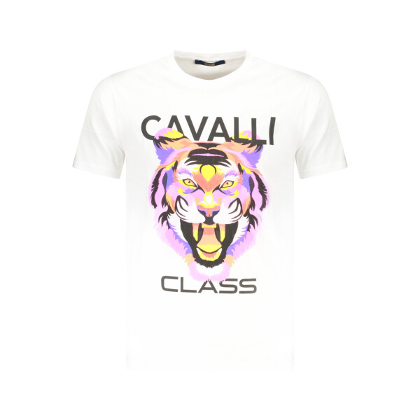 CAVALLI CLASS Ανδρικό Λευκό T-Shirt με print λογότυπο