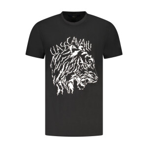 Cavalli Class ανδρικό μαύρο t-shirt με κοντά μανίκια και λογότυπο