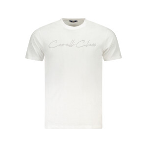 Cavalli Class ανδρικό λευκό T-shirt με κοντά μανίκια και λογότυπο