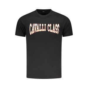 Cavalli Class Ανδρικό Μαύρο T-shirt με κοντά μανίκια και λογότυπο
