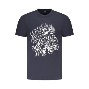 CAVALLI CLASS Ανδρικό Μπλε T-shirt με κοντά μανίκια και λογότυπο