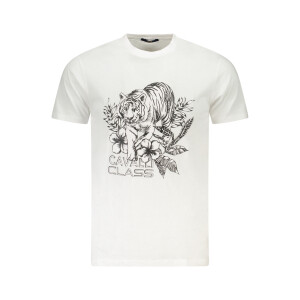 CAVALLI CLASS Ανδρικό Λευκό T-shirt με print λογότυπο