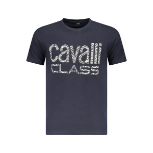 CAVALLI CLASS Ανδρικό Μπλε T-Shirt με κοντά μανίκια και λογότυπο