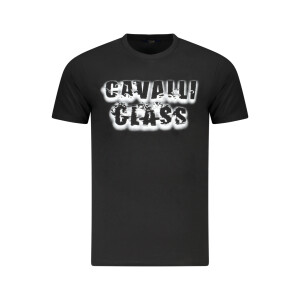 CAVALLI CLASS Ανδρικό Μαύρο T-shirt με κοντά μανίκια και λογότυπο